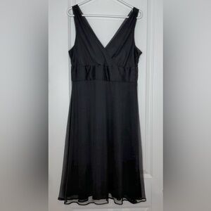 J. Crew Sophia Silk Chiffon Fit & Flare Dress Women’s size 16 Black Side Zip